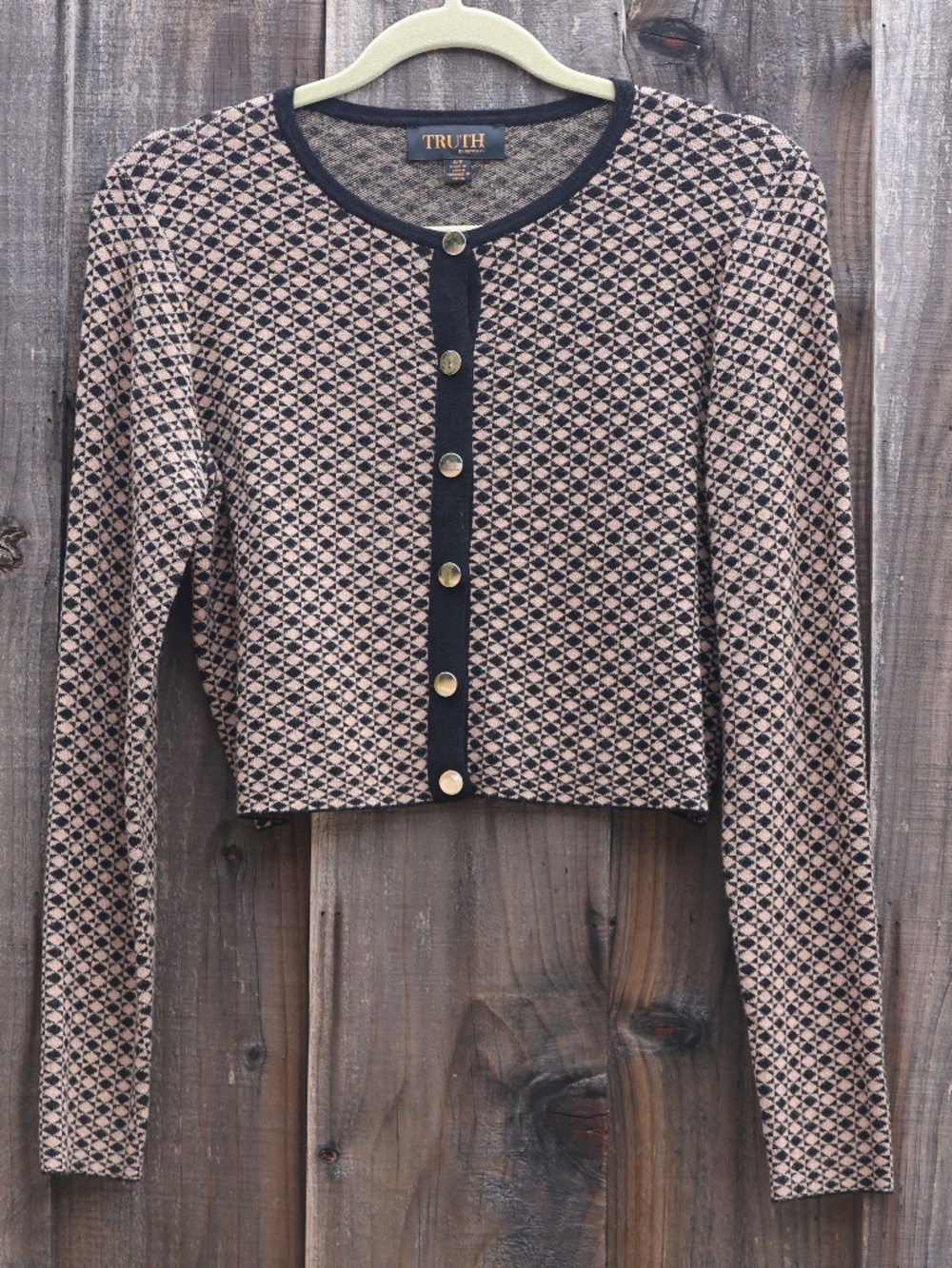 TRUTH Cropped Cardigan Silver Metal Snaps
